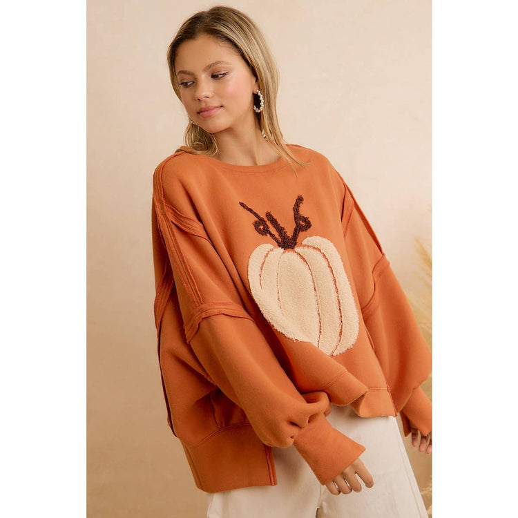 THANKSGIVING OVERSIZED PUMPKIN PATCH PULLOVER SWEATSHIRT