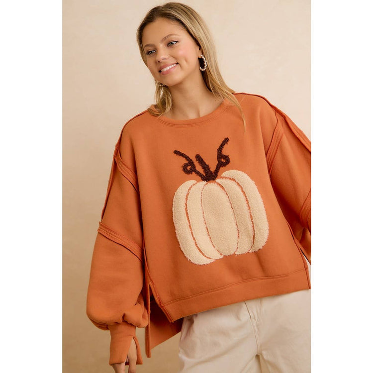 THANKSGIVING OVERSIZED PUMPKIN PATCH PULLOVER SWEATSHIRT