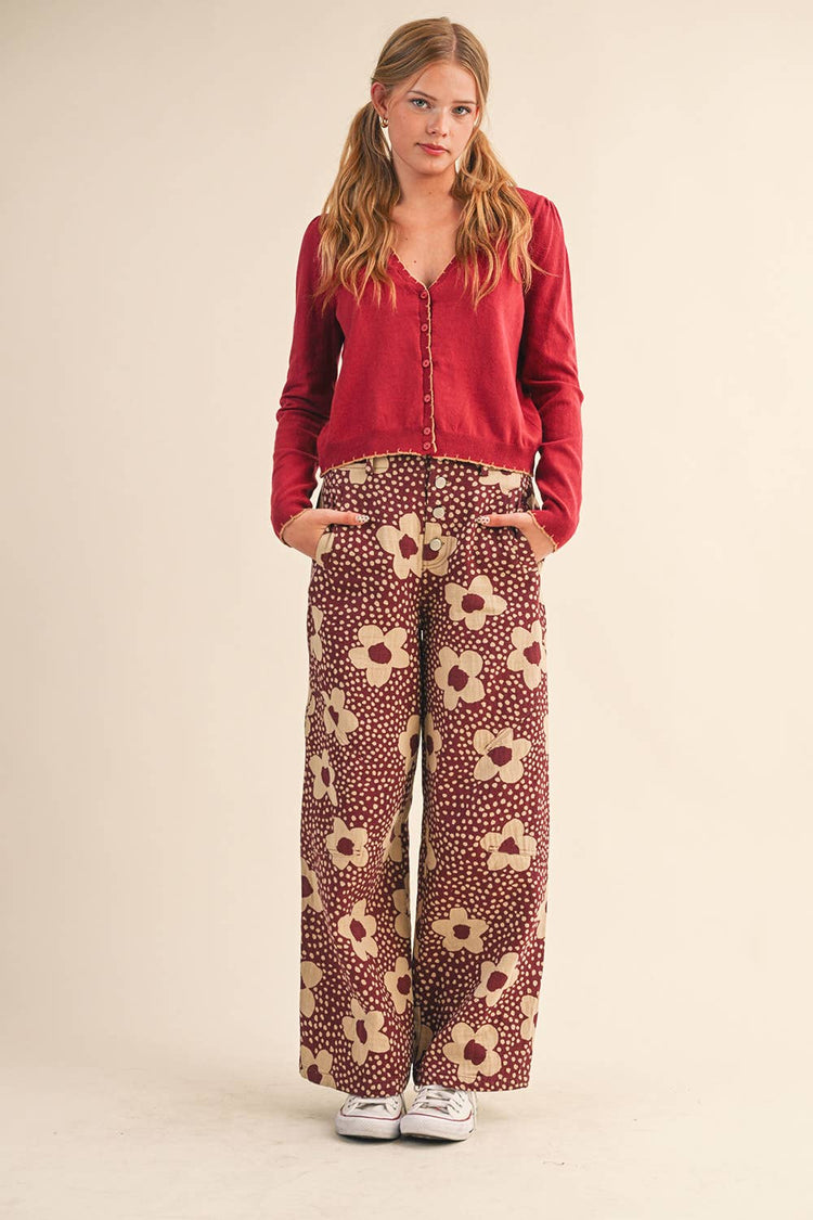 FLORAL PRINT HIGH WAISTED PANTS