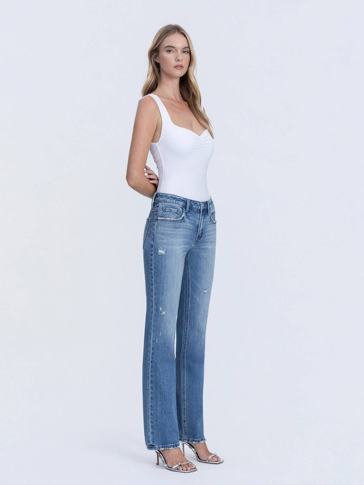 MELISSA MID RISE FULL LENGTH MEDIUM WASH STRAIGHT JEANS