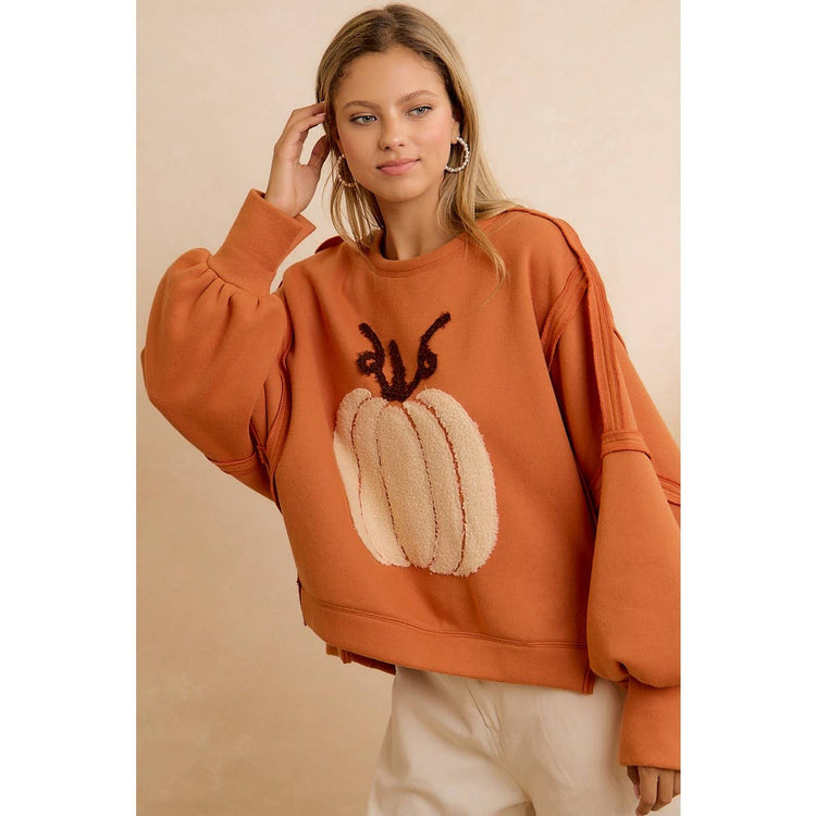 THANKSGIVING OVERSIZED PUMPKIN PATCH PULLOVER SWEATSHIRT