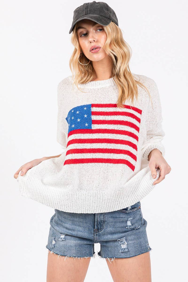AMERICAN FLAG SWEATER TOP