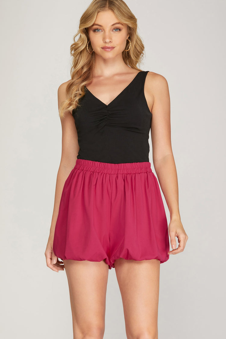 WAIST ELASTIC BUBBLE HEM SHORTS