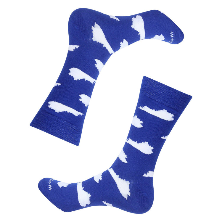 Blue/White Kentucky Shape Socks