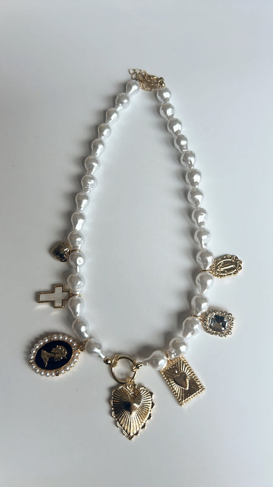 Dottie Pearl Charm Necklace