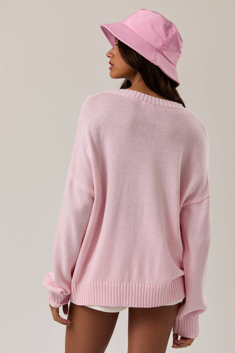 LONG SLEEVE CREW NECK RETRIEVER DOG GRAPHIC SWEATER