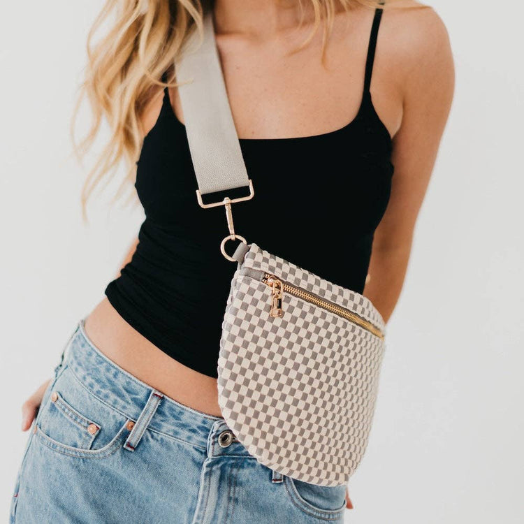 Westlyn Woven Bum Bag Wholesale - TOP SELLER: Checkered Gray