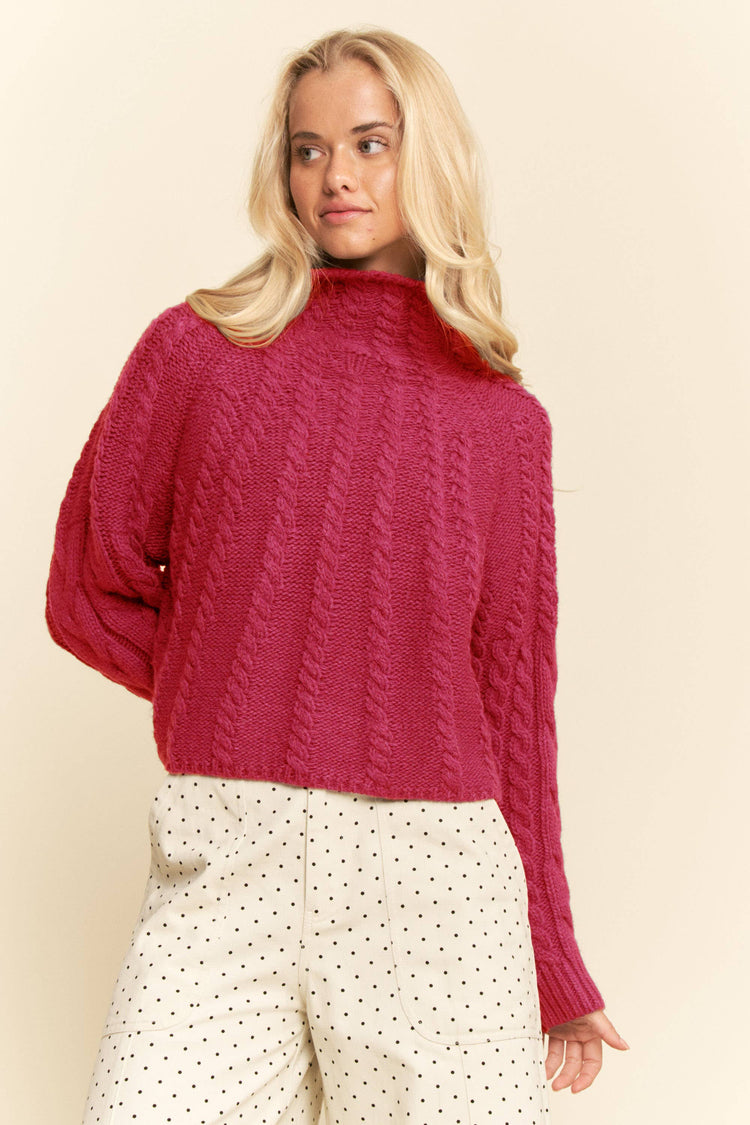 CABLE KNIT TURTLENECK KNIT TEXTURE SWEATER