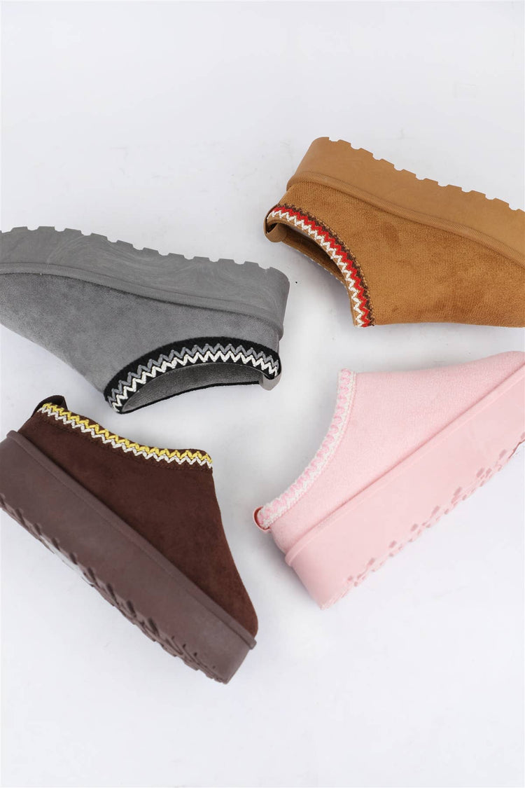 SLIP ON UGG INSPIRED PLATFORM SLIPPER: TAN