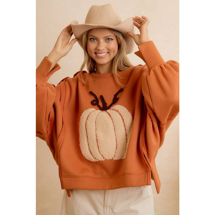 THANKSGIVING OVERSIZED PUMPKIN PATCH PULLOVER SWEATSHIRT