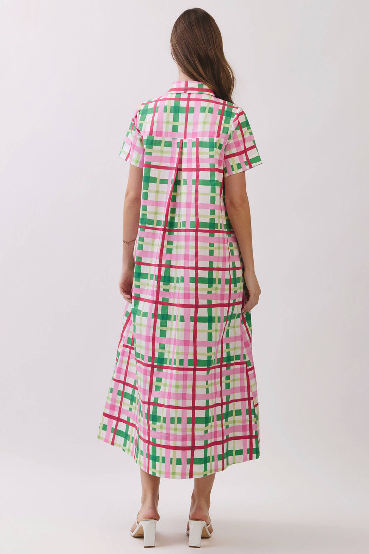 Plaid Button Down Midi Dress