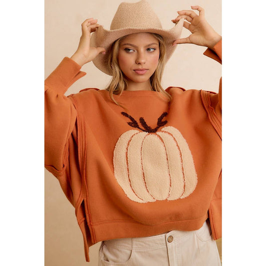 THANKSGIVING OVERSIZED PUMPKIN PATCH PULLOVER SWEATSHIRT