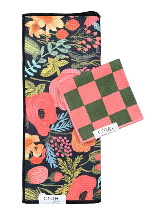 Colleen/Melon: Double Sided-Hand Towel Washcloth Set