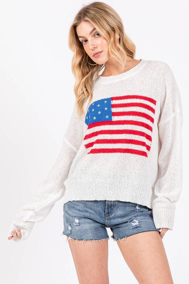 AMERICAN FLAG SWEATER TOP