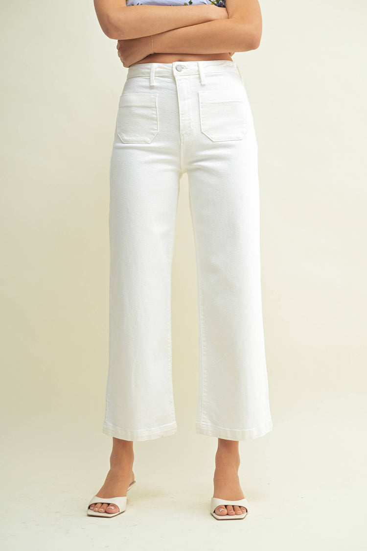 Patch Pocket Wide Leg Jean