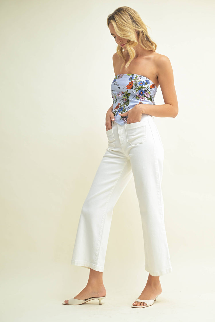 Patch Pocket Wide Leg Jean