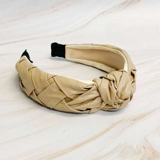Milano Woven And Knotted Headband: Taupe