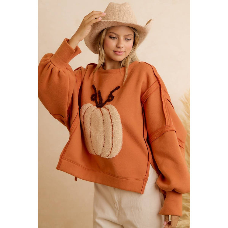 THANKSGIVING OVERSIZED PUMPKIN PATCH PULLOVER SWEATSHIRT