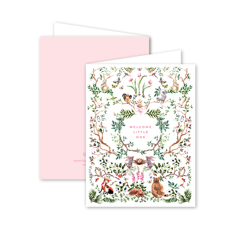 Woodland Baby Pink: Single Card