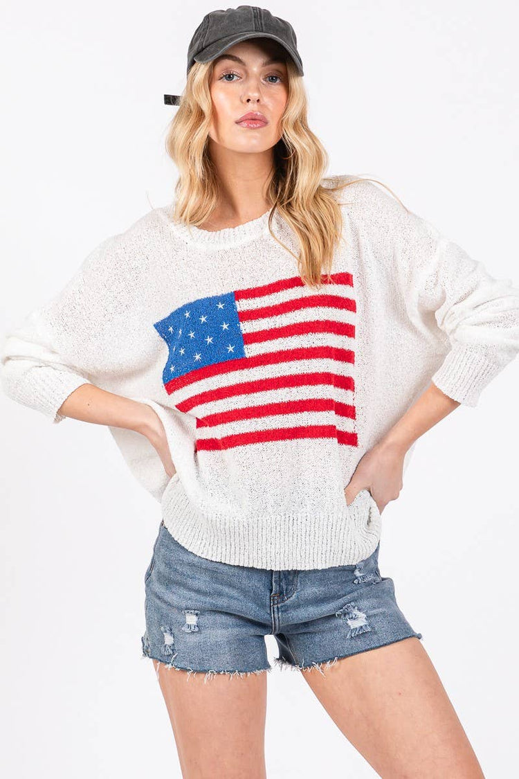 AMERICAN FLAG SWEATER TOP