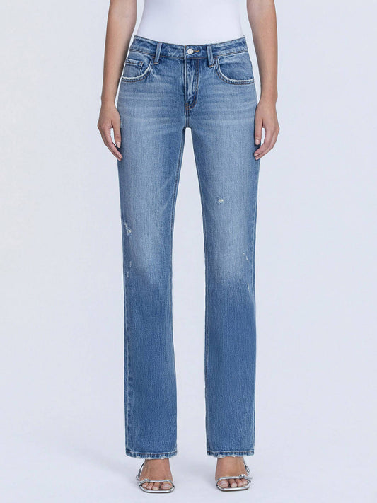 MELISSA MID RISE FULL LENGTH MEDIUM WASH STRAIGHT JEANS