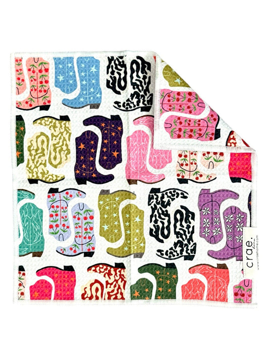 HoeDown: Double-Sided Washcloth: White/Multi / 12x12 in / Washcloth