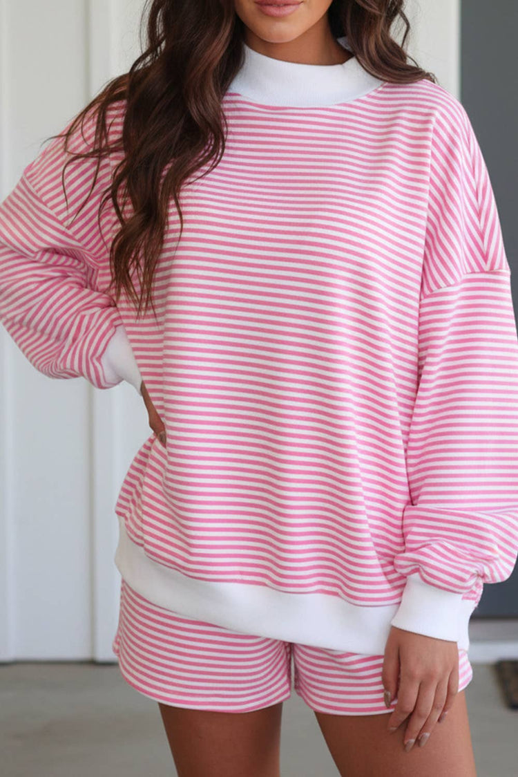 Dolly Stripe Oversize Sweatshirt and Shorts Set