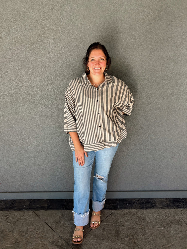 Mixed Stripe Button Down Shirt