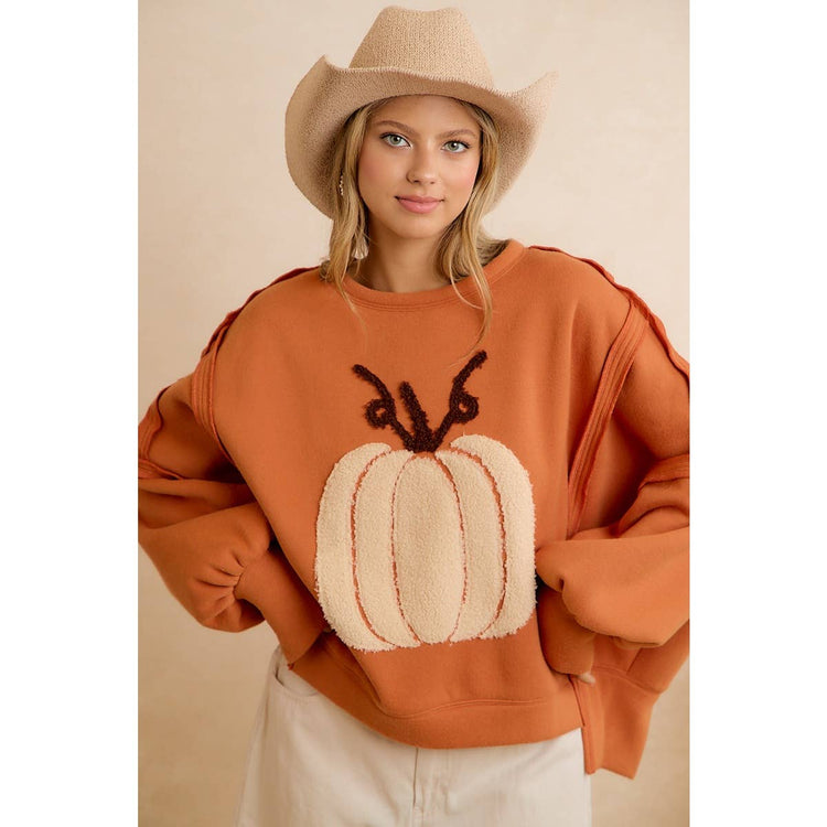 THANKSGIVING OVERSIZED PUMPKIN PATCH PULLOVER SWEATSHIRT