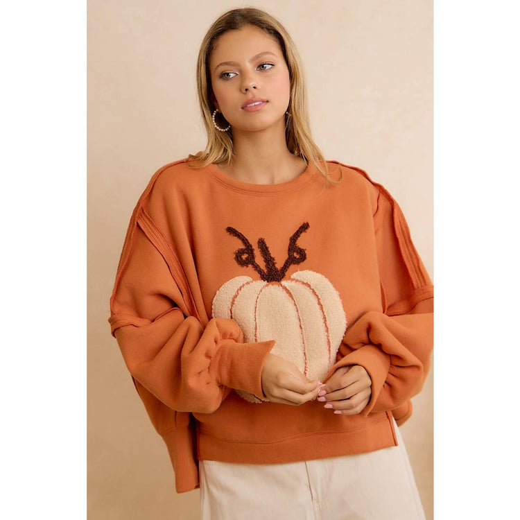 THANKSGIVING OVERSIZED PUMPKIN PATCH PULLOVER SWEATSHIRT