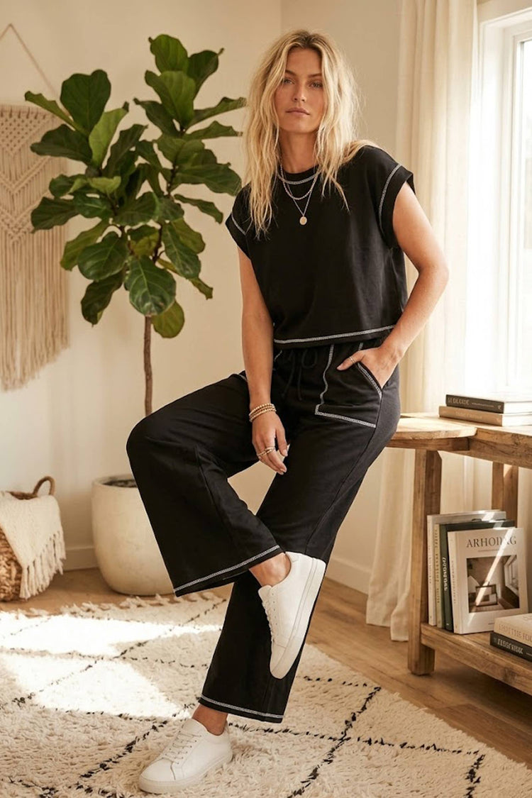 Scuba Raw Edge Lounge Set: BLACK
