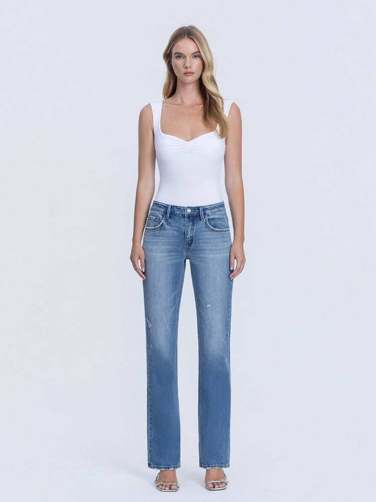 MELISSA MID RISE FULL LENGTH MEDIUM WASH STRAIGHT JEANS