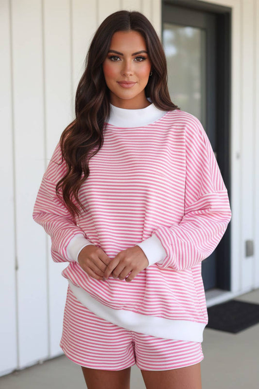 Dolly Stripe Oversize Sweatshirt and Shorts Set