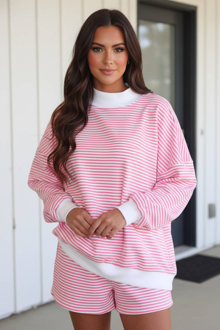 Dolly Stripe Oversize Sweatshirt and Shorts Set