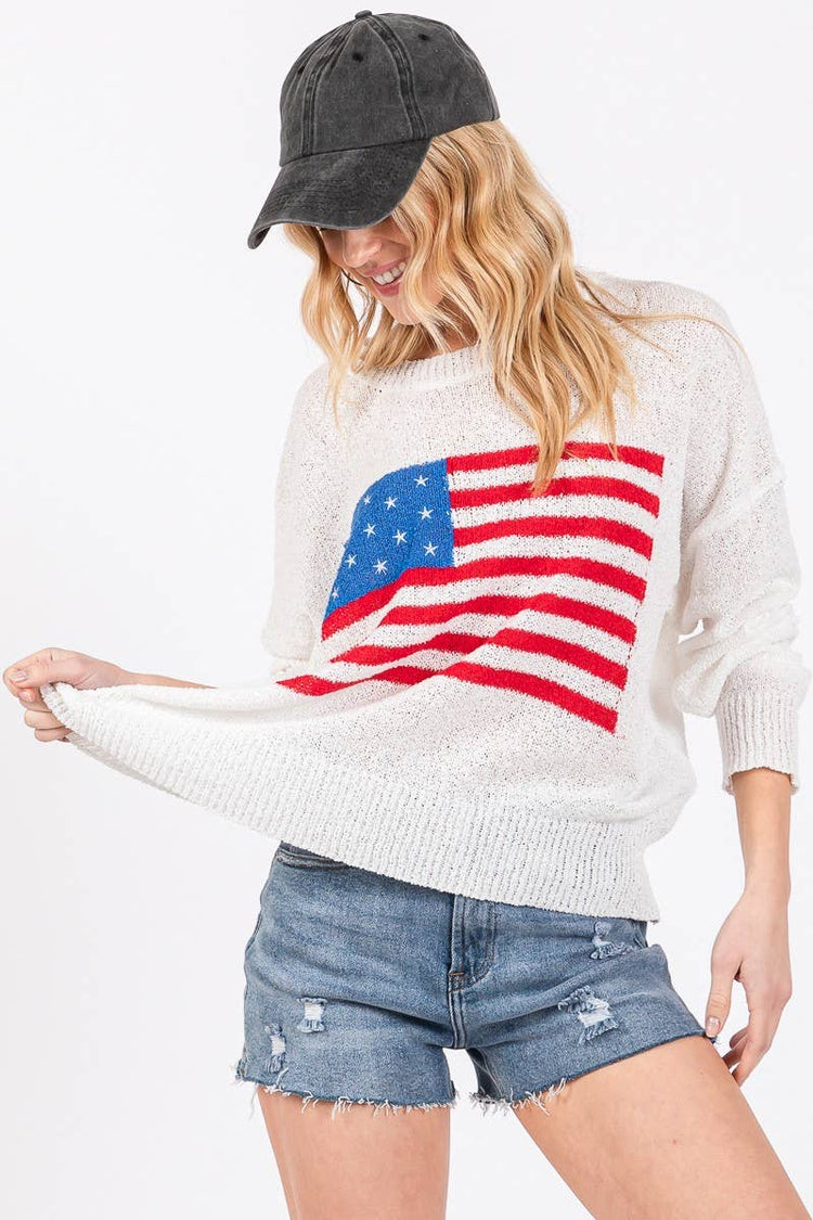 AMERICAN FLAG SWEATER TOP