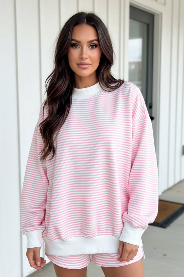 Dolly Stripe Oversize Sweatshirt and Shorts Set