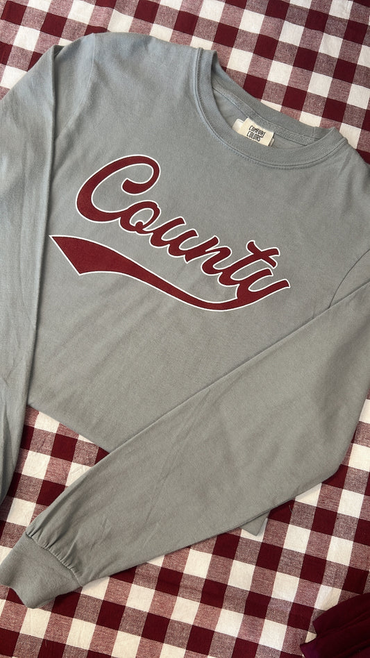 County Script Comfort Colors Long Sleeve