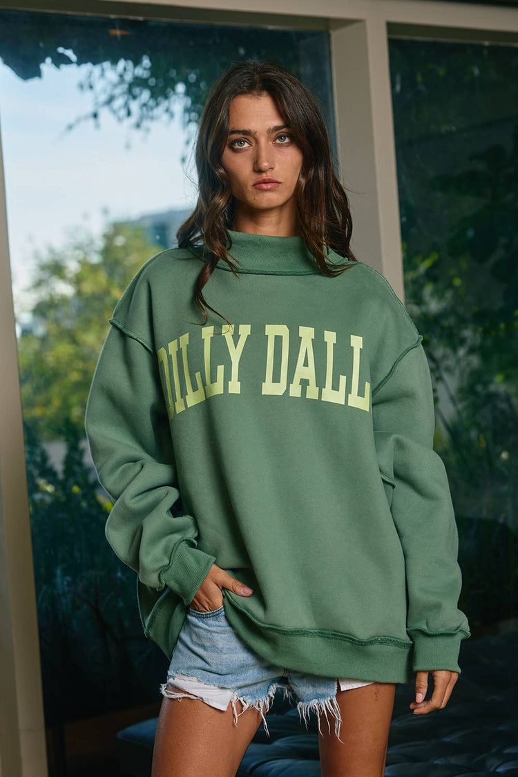 DILLY DALLY Mockneck Sweatshirt: Yellow