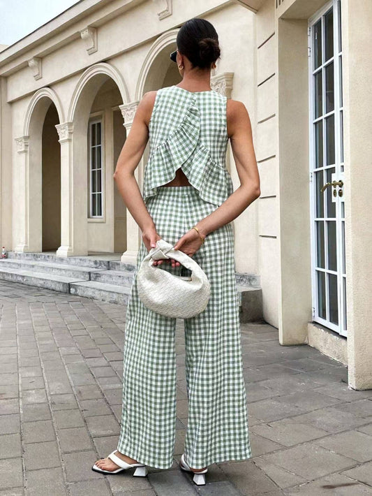 Green Gingham Pants & Top Set