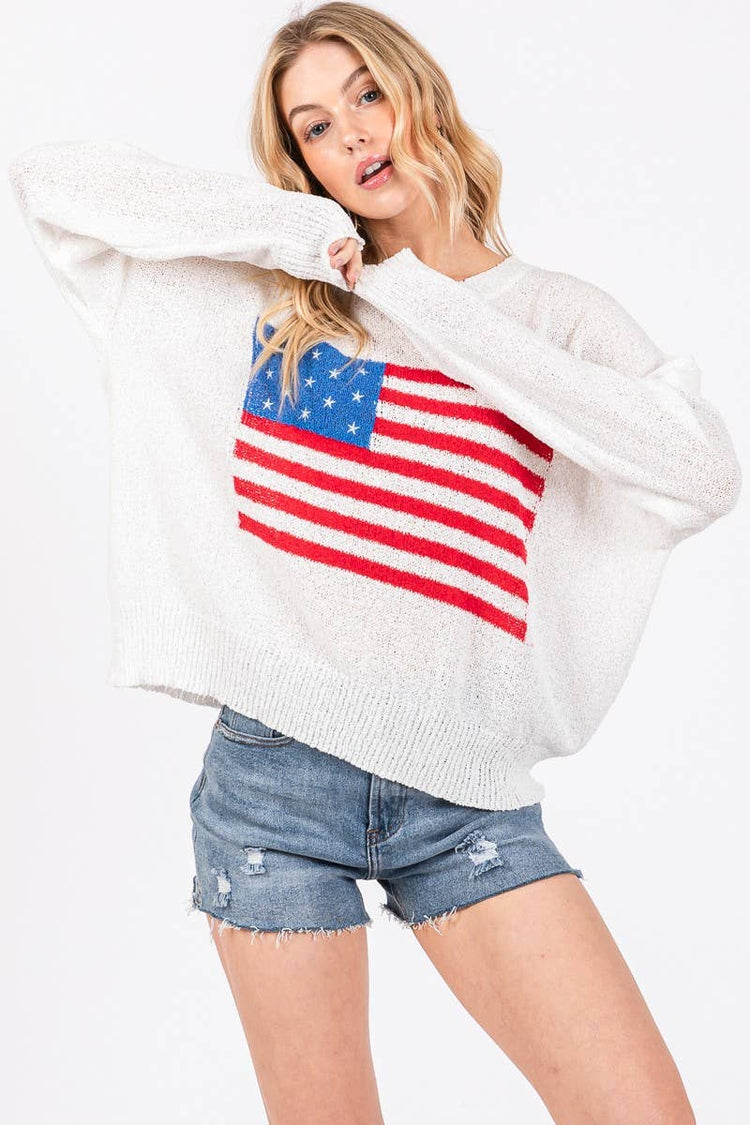 AMERICAN FLAG SWEATER TOP