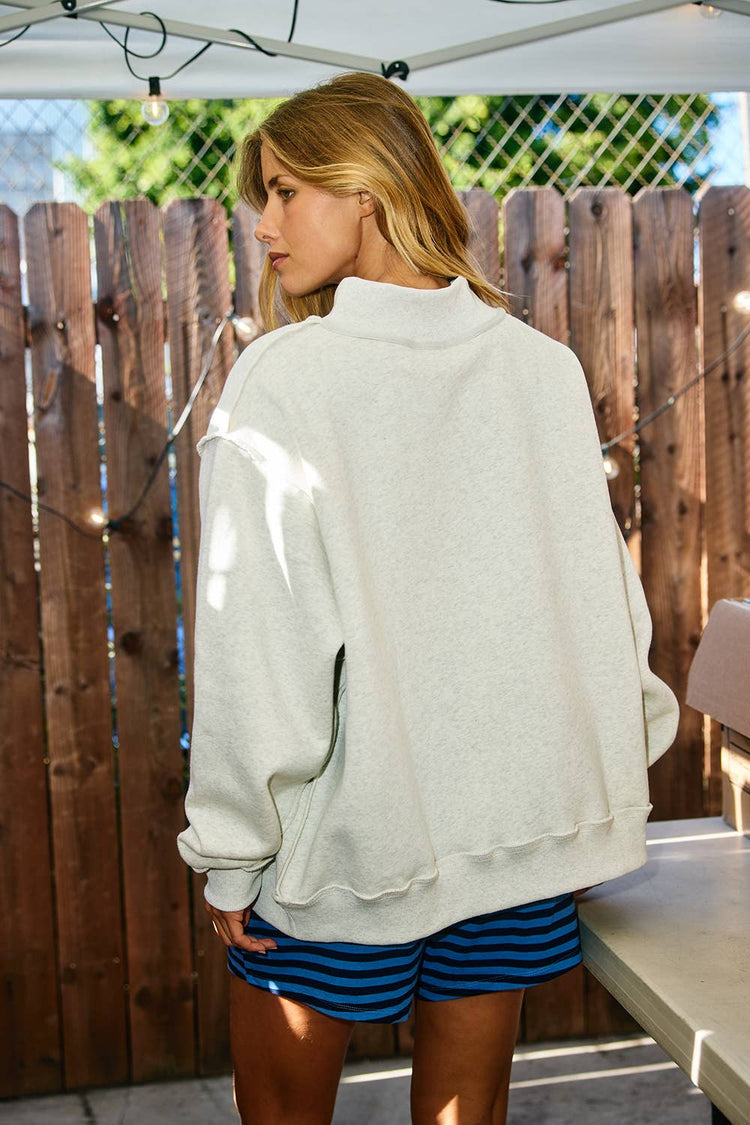 WWJD 'WWJD & AMEN' Reversible Mock Neck Sweatshirt: BROWN/CREAM