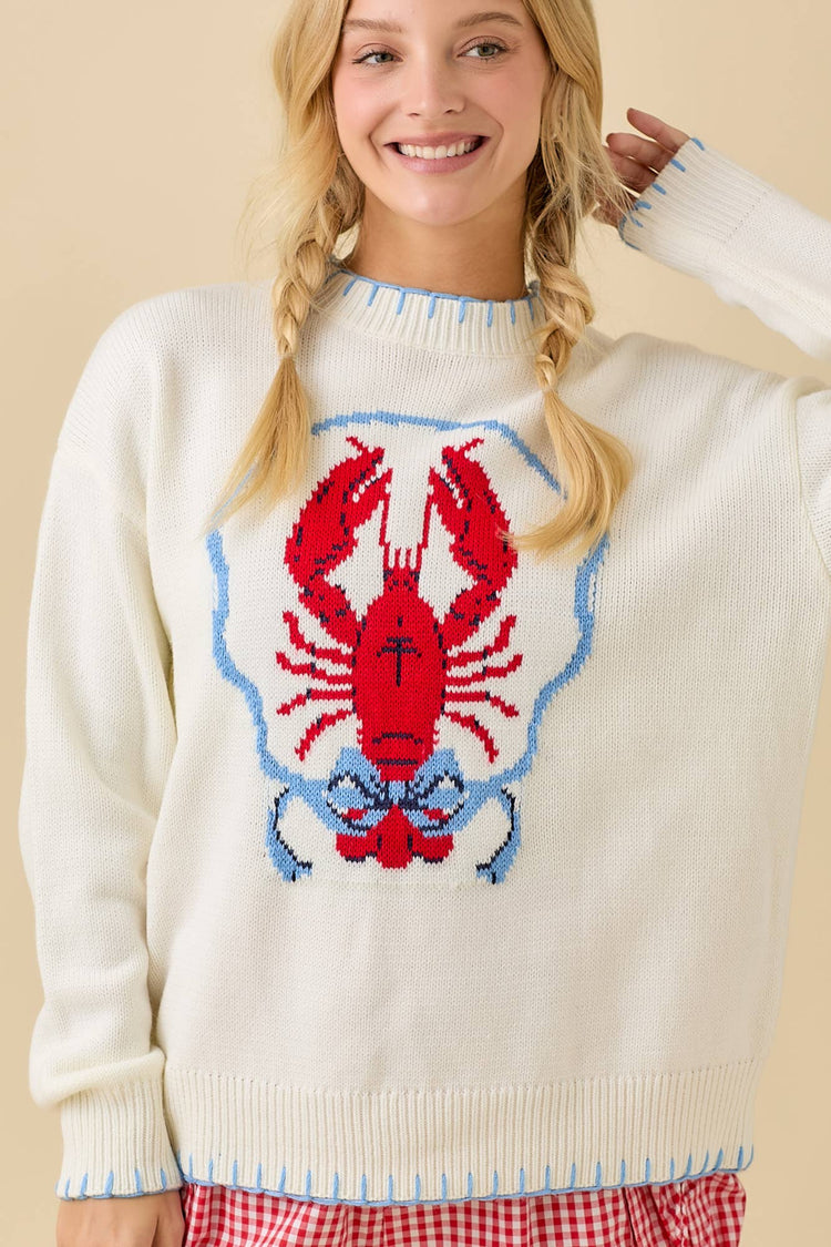 Lobster Sweater Knit Long Sleeve Top