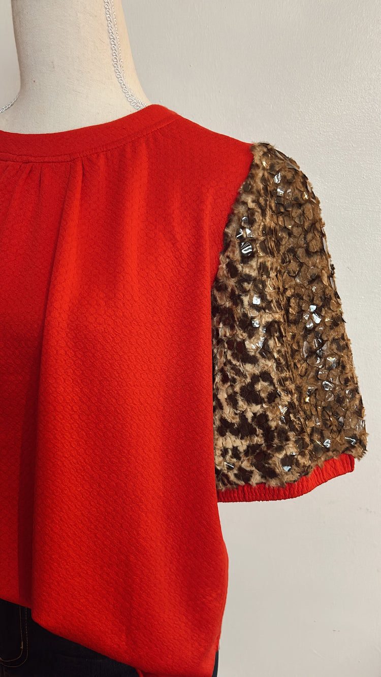 Animal Print Short Sleeve Top