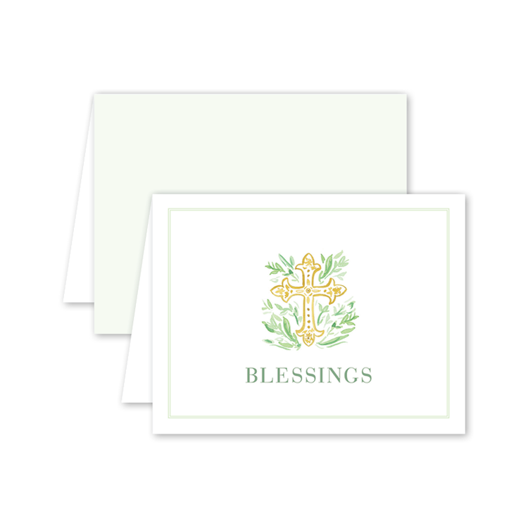 Cross Green Blessings: Single Card