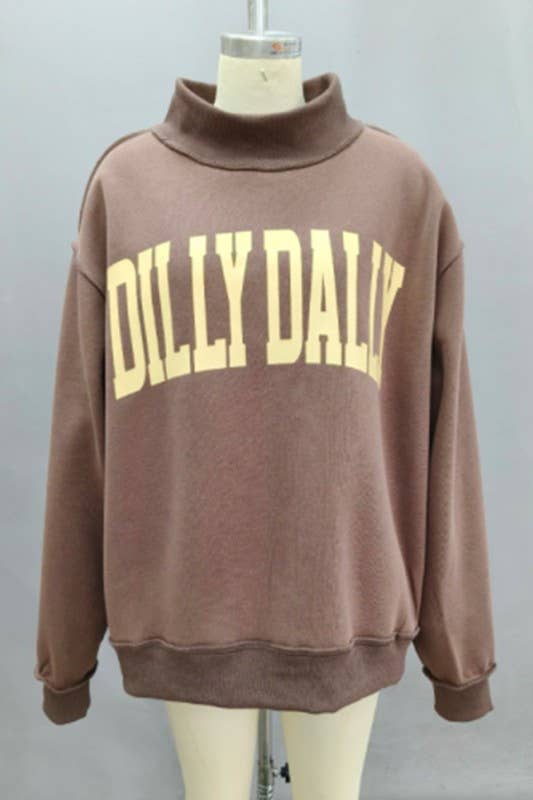 DILLY DALLY Mockneck Sweatshirt: Yellow