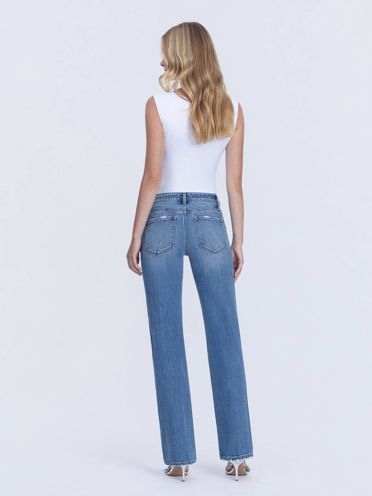 MELISSA MID RISE FULL LENGTH MEDIUM WASH STRAIGHT JEANS