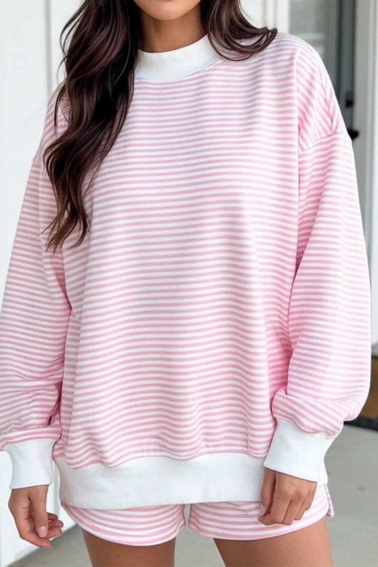 Dolly Stripe Oversize Sweatshirt and Shorts Set