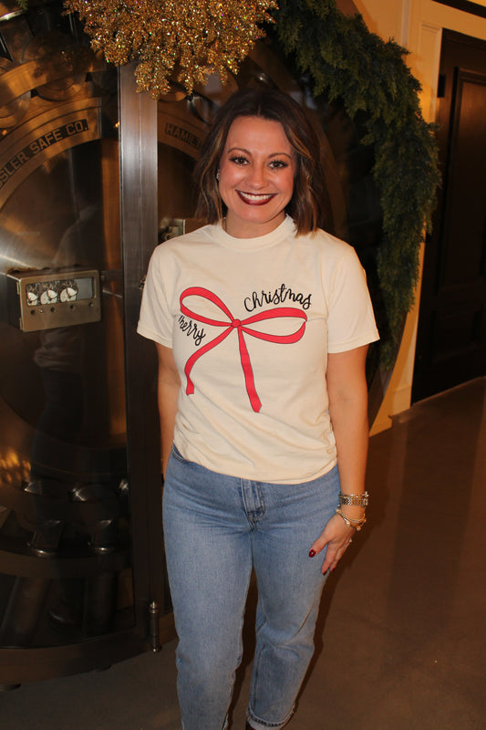 Merry Christmas Bow Tee