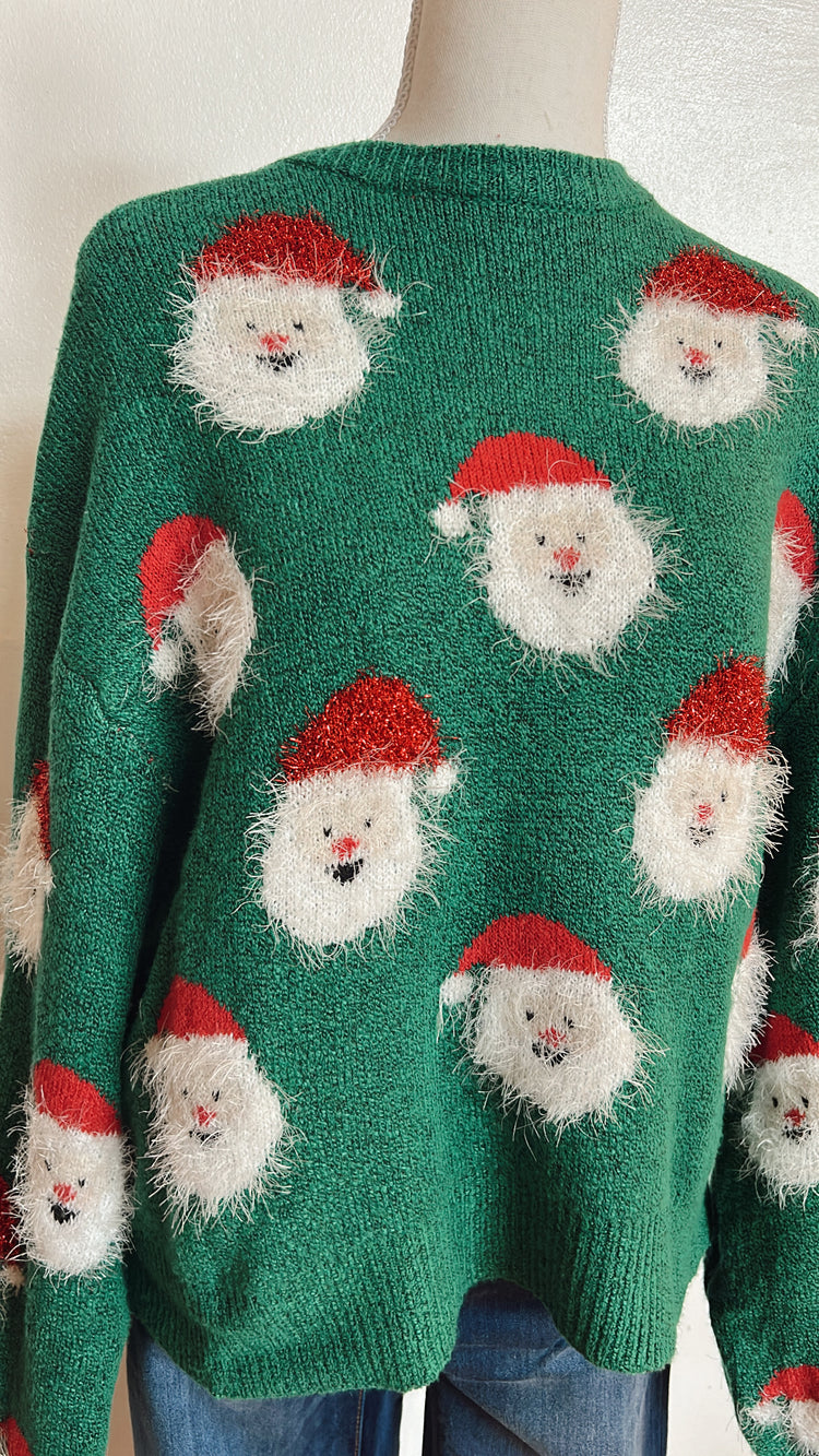 Tinsel Santa Christmas Sweater