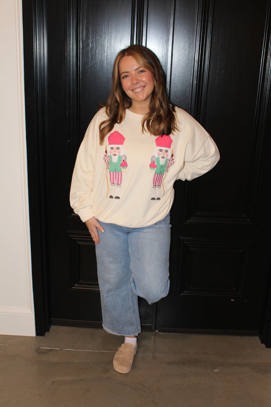 Pink Nutcracker Embroidered Sweatshirt